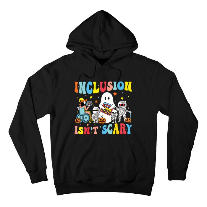 Inclusion IsnT Scary Teacher Skeleton Ghost Cute Halloween Tall Hoodie