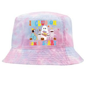 Inclusion IsnT Scary Teacher Skeleton Ghost Cute Halloween Tie-Dyed Bucket Hat