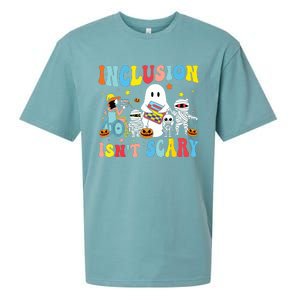 Inclusion IsnT Scary Teacher Skeleton Ghost Cute Halloween Sueded Cloud Jersey T-Shirt