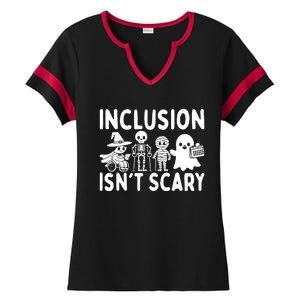 Inclusion IsnT Scary Slp Halloween Sped Teacher Ghost Mummy Ladies Halftime Notch Neck Tee