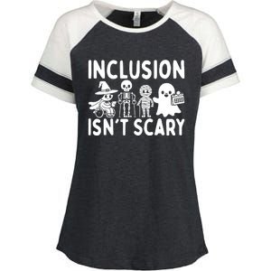 Inclusion IsnT Scary Slp Halloween Sped Teacher Ghost Mummy Enza Ladies Jersey Colorblock Tee