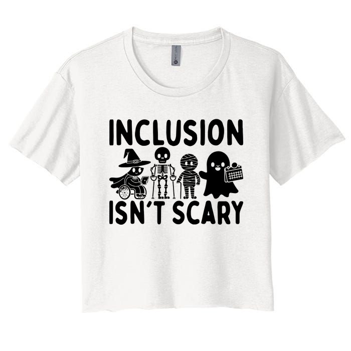 Inclusion IsnT Scary Slp Halloween Sped Teacher Ghost Mummy Women's Crop Top Tee