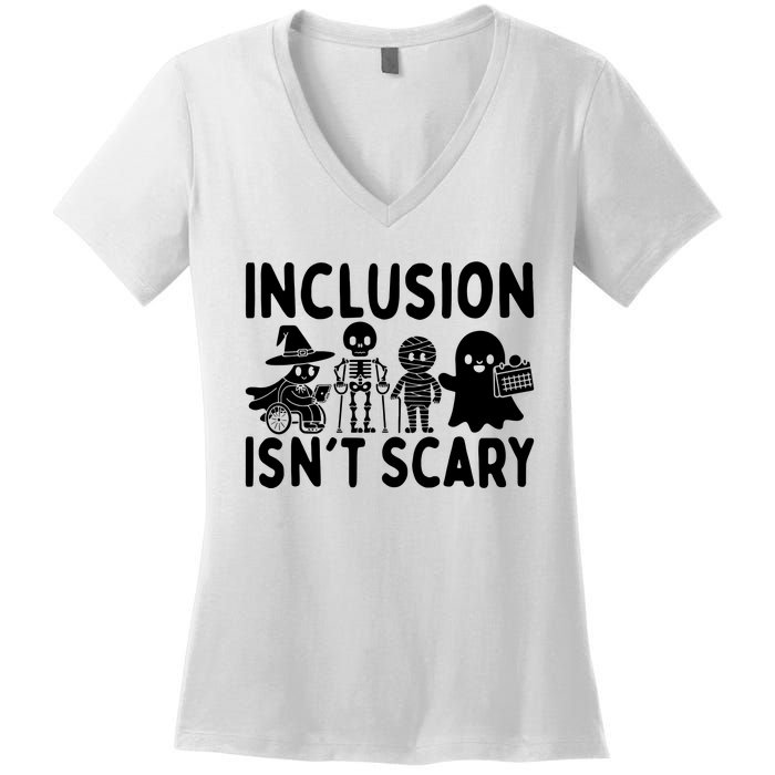 Inclusion IsnT Scary Slp Halloween Sped Teacher Ghost Mummy Women's V-Neck T-Shirt