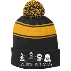 Inclusion IsnT Scary Slp Halloween Sped Teacher Ghost Mummy Stripe Pom Pom Beanie