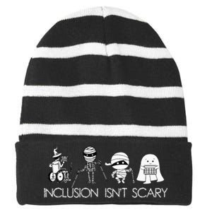 Inclusion IsnT Scary Slp Halloween Sped Teacher Ghost Mummy Striped Beanie with Solid Band