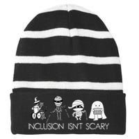 Inclusion IsnT Scary Slp Halloween Sped Teacher Ghost Mummy Striped Beanie with Solid Band