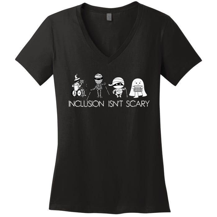 Inclusion IsnT Scary Slp Halloween Sped Teacher Ghost Mummy Women's V-Neck T-Shirt