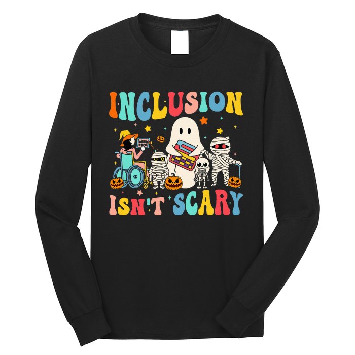 Inclusion IsnT Scary Teacher Skeleton Ghost Cute Halloween Long Sleeve Shirt