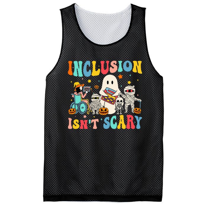 Inclusion IsnT Scary Teacher Skeleton Ghost Cute Halloween Mesh Reversible Basketball Jersey Tank