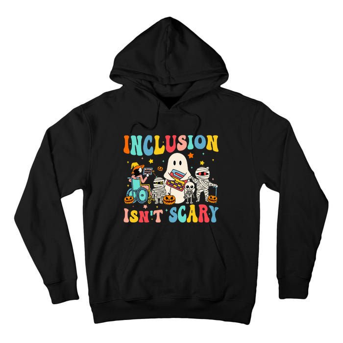 Inclusion IsnT Scary Teacher Skeleton Ghost Cute Halloween Tall Hoodie