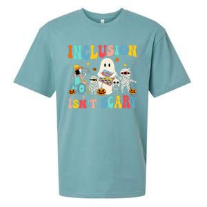 Inclusion IsnT Scary Teacher Skeleton Ghost Cute Halloween Sueded Cloud Jersey T-Shirt