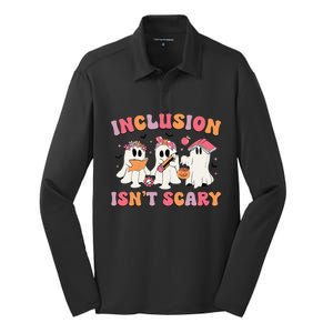 Inclusion IsnT Scary Boo Ghost Sped Teacher Halloween Silk Touch Performance Long Sleeve Polo