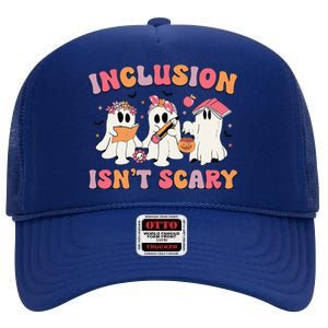 Inclusion IsnT Scary Boo Ghost Sped Teacher Halloween High Crown Mesh Back Trucker Hat