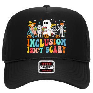 Inclusion IsnT Scary Slp Halloween Sped Teacher Ghost Mummy Gift High Crown Mesh Back Trucker Hat