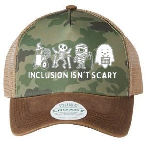 Inclusion IsnT Scary Teacher Skeleton Ghost Cute Halloween Legacy Tie Dye Trucker Hat