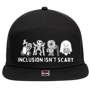 Inclusion IsnT Scary Teacher Skeleton Ghost Cute Halloween 7 Panel Mesh Trucker Snapback Hat