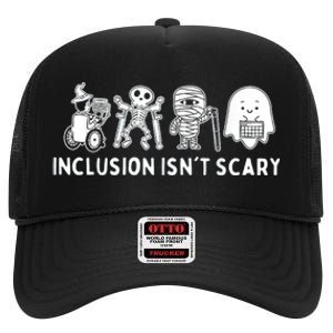 Inclusion IsnT Scary Teacher Skeleton Ghost Cute Halloween High Crown Mesh Back Trucker Hat