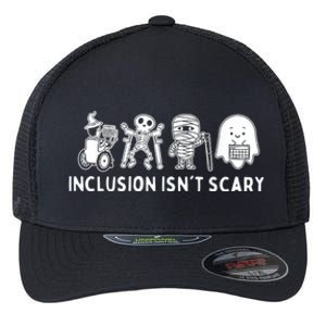 Inclusion IsnT Scary Teacher Skeleton Ghost Cute Halloween Flexfit Unipanel Trucker Cap