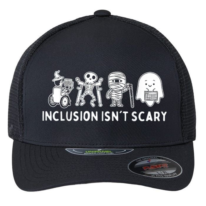 Inclusion IsnT Scary Teacher Skeleton Ghost Cute Halloween Flexfit Unipanel Trucker Cap