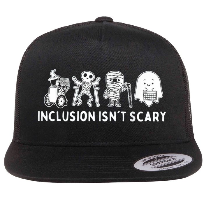 Inclusion IsnT Scary Teacher Skeleton Ghost Cute Halloween Flat Bill Trucker Hat