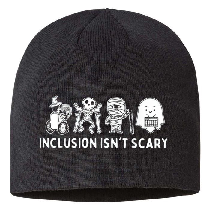 Inclusion IsnT Scary Teacher Skeleton Ghost Cute Halloween Sustainable Beanie