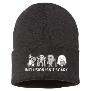 Inclusion IsnT Scary Teacher Skeleton Ghost Cute Halloween Sustainable Knit Beanie