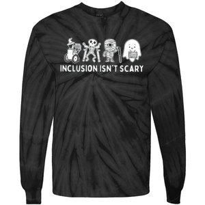 Inclusion IsnT Scary Teacher Skeleton Ghost Cute Halloween Tie-Dye Long Sleeve Shirt