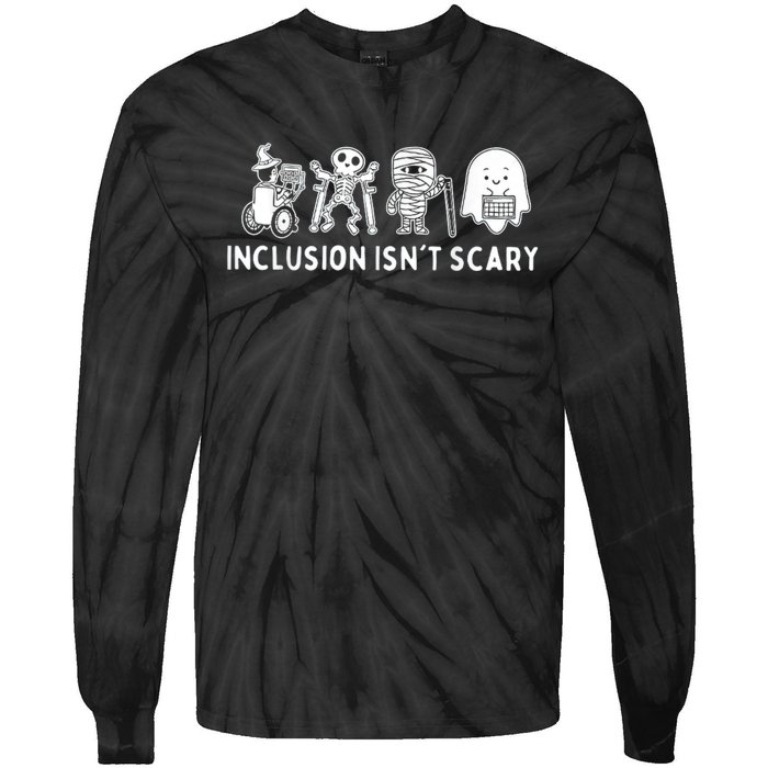 Inclusion IsnT Scary Teacher Skeleton Ghost Cute Halloween Tie-Dye Long Sleeve Shirt