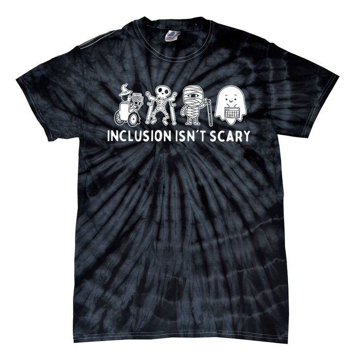 Inclusion IsnT Scary Teacher Skeleton Ghost Cute Halloween Tie-Dye T-Shirt