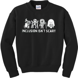 Inclusion IsnT Scary Teacher Skeleton Ghost Cute Halloween Kids Sweatshirt