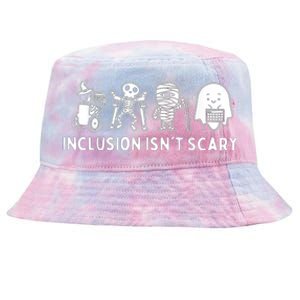 Inclusion IsnT Scary Teacher Skeleton Ghost Cute Halloween Tie-Dyed Bucket Hat