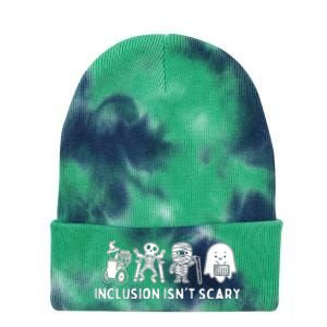 Inclusion IsnT Scary Teacher Skeleton Ghost Cute Halloween Tie Dye 12in Knit Beanie