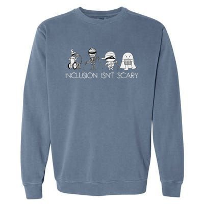 Inclusion IsnT Scary Slp Halloween Sped Teacher Ghost Mummy Garment-Dyed Sweatshirt