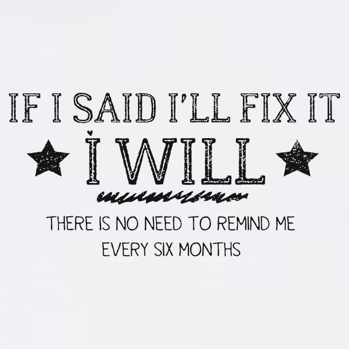 If I Said I'll Fix It I Will There Is No Need To Remind Me Poster