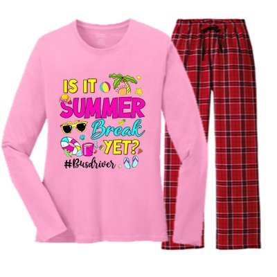 Is It Summer Break Yet Bus Driver Last Day Of School Women's Long Sleeve Flannel Pajama Set 