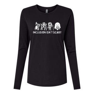 Inclusion IsnT Scary Teacher Skeleton Ghost Womens Cotton Relaxed Long Sleeve T-Shirt