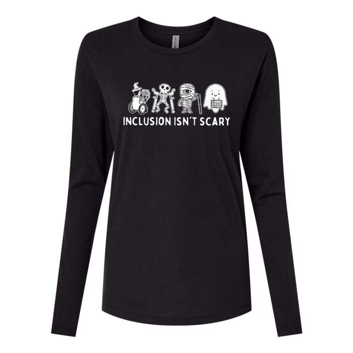 Inclusion IsnT Scary Teacher Skeleton Ghost Womens Cotton Relaxed Long Sleeve T-Shirt