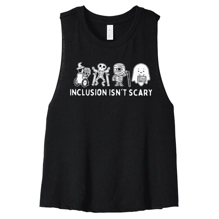 Inclusion IsnT Scary Teacher Skeleton Ghost Women's Racerback Cropped Tank