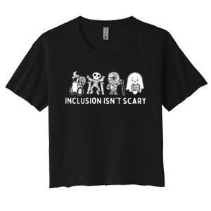 Inclusion IsnT Scary Teacher Skeleton Ghost Women's Crop Top Tee