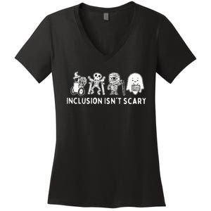 Inclusion IsnT Scary Teacher Skeleton Ghost Women's V-Neck T-Shirt