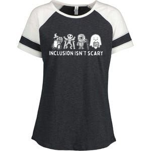 Inclusion IsnT Scary Teacher Skeleton Ghost Enza Ladies Jersey Colorblock Tee