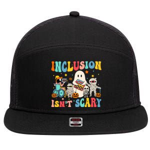 Inclusion IsnT Scary Teacher Skeleton Ghost Cute Halloween 7 Panel Mesh Trucker Snapback Hat