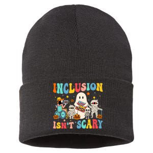 Inclusion IsnT Scary Teacher Skeleton Ghost Cute Halloween Sustainable Knit Beanie