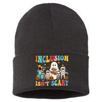 Inclusion IsnT Scary Teacher Skeleton Ghost Cute Halloween Sustainable Knit Beanie