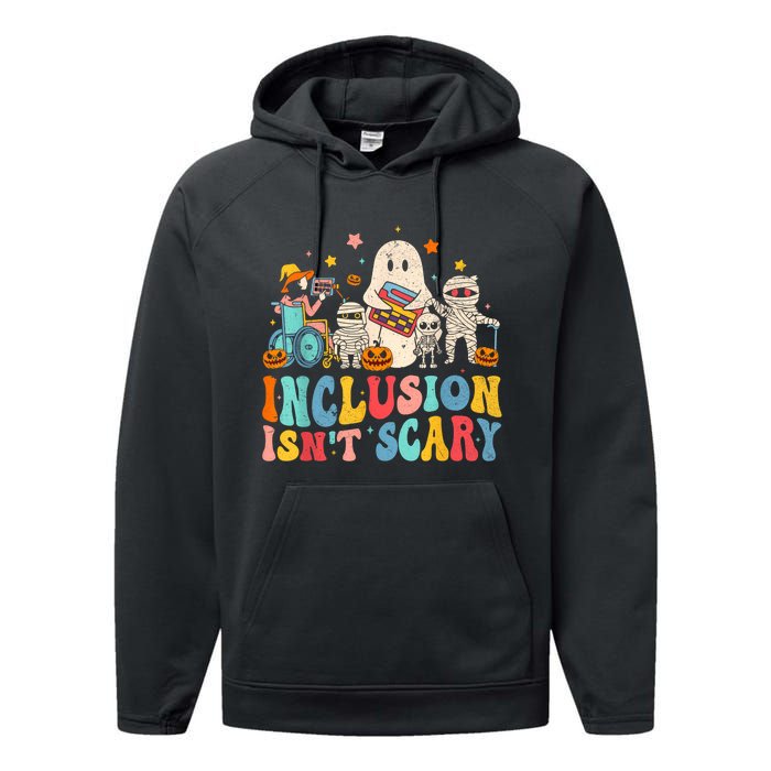 Inclusion IsnT Scary Ghost Mummy Halloween Slp Sped Teacher Performance Fleece Hoodie