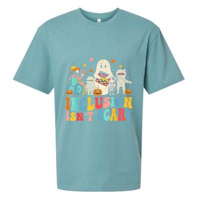Inclusion IsnT Scary Ghost Mummy Halloween Slp Sped Teacher Sueded Cloud Jersey T-Shirt