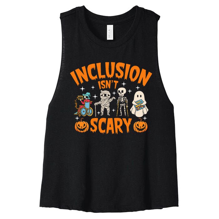 Inclusion IsnT Scary Halloween Awareness Women's Racerback Cropped Tank