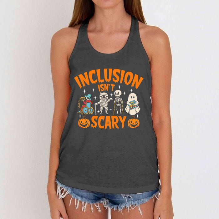 Inclusion IsnT Scary Halloween Awareness Women's Knotted Racerback Tank