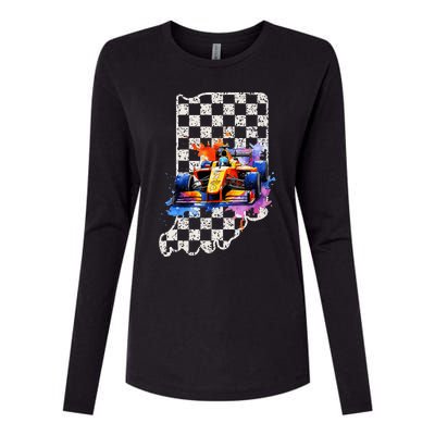 Indianapolis Indiana State 500 Race Car Formula Racing Car Womens Cotton Relaxed Long Sleeve T-Shirt