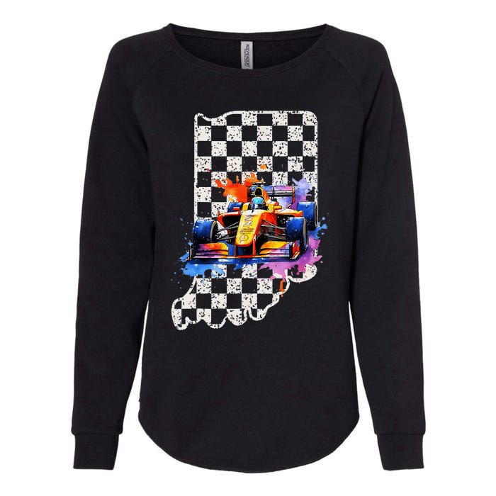 Indianapolis Indiana State 500 Race Car Formula Racing Car Womens California Wash Sweatshirt